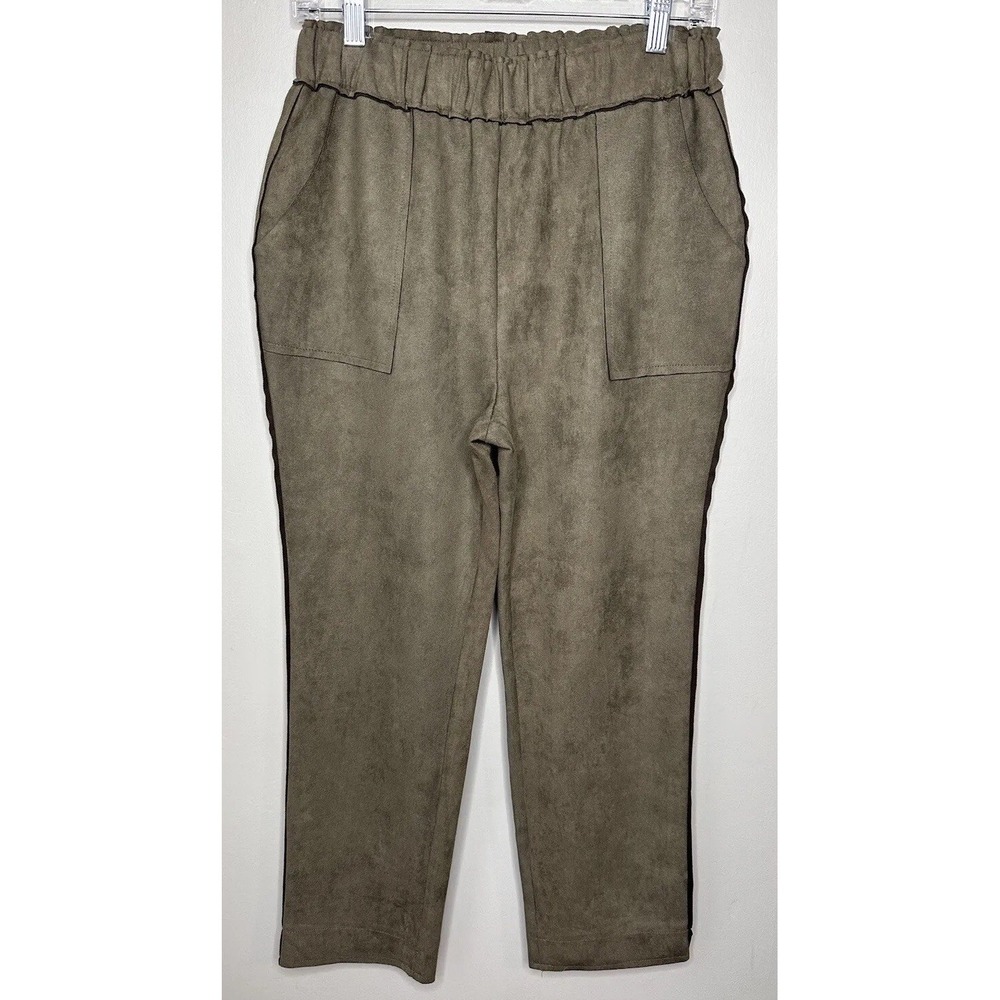 Alice Blue Women's Army Green Suede‎ Dress Pants Small Unique Pants Super Soft
